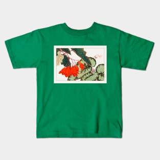 Vintage Japanese Begonia Flower Art Kids T-Shirt